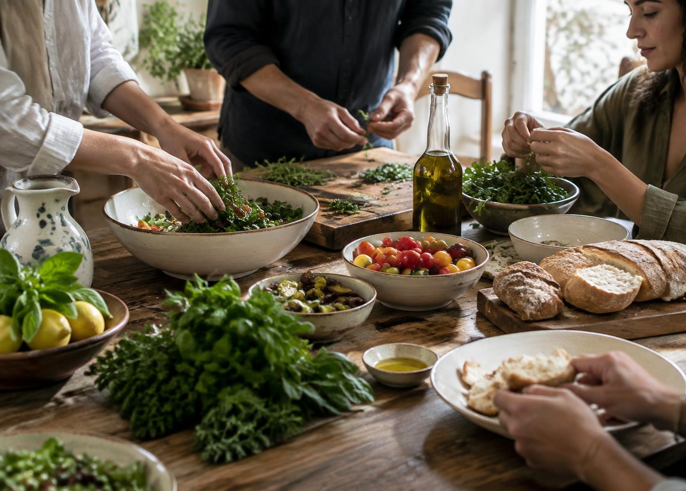 Shared preparation of Mediterranean food